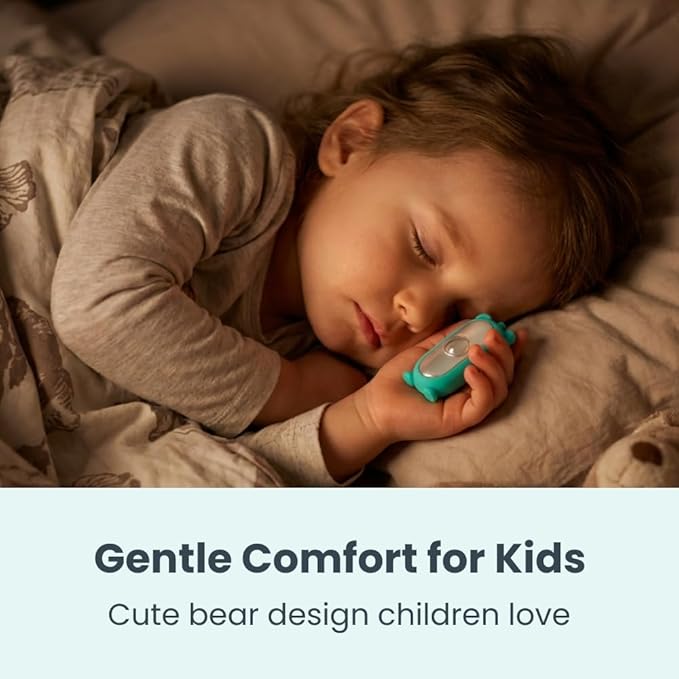 Glowco CalmCarry Mini Bear Kids Sleep Aid Device – Handheld Microcurrent Relaxation Tool, Supports Calm, Focus & Gentle Relief, USB Rechargeable, Portable Wellness Device for Children (Teal)