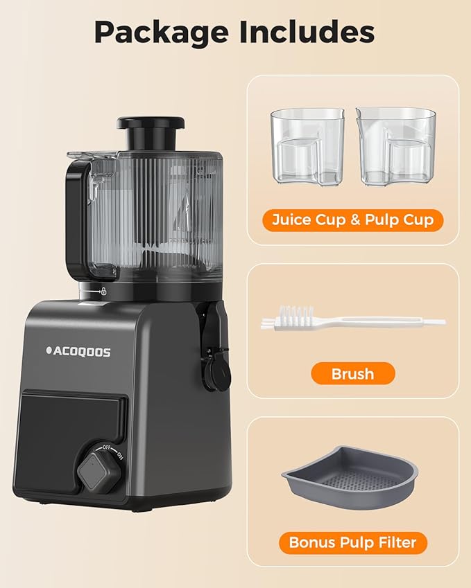 3-in-1 Cold Press Juicer Machines, 6.5" Mega Chute for Whole Fruit, Slow Masticating Juicer with Sorbet & Nut Milk Maker, BPA Free, 100 OZ Hopper, Easy Clean, Oxide Gray