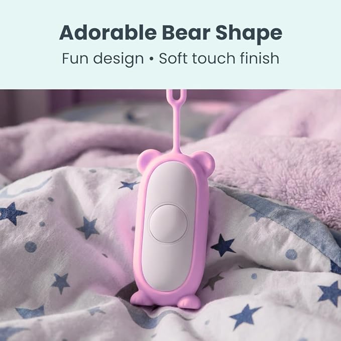 Glowco CalmCarry Mini Bear Kids Sleep Aid Device – Handheld Microcurrent Relaxation Tool, Supports Calm, Focus & Gentle Relief, USB Rechargeable, Portable Wellness Device for Children (Pink)
