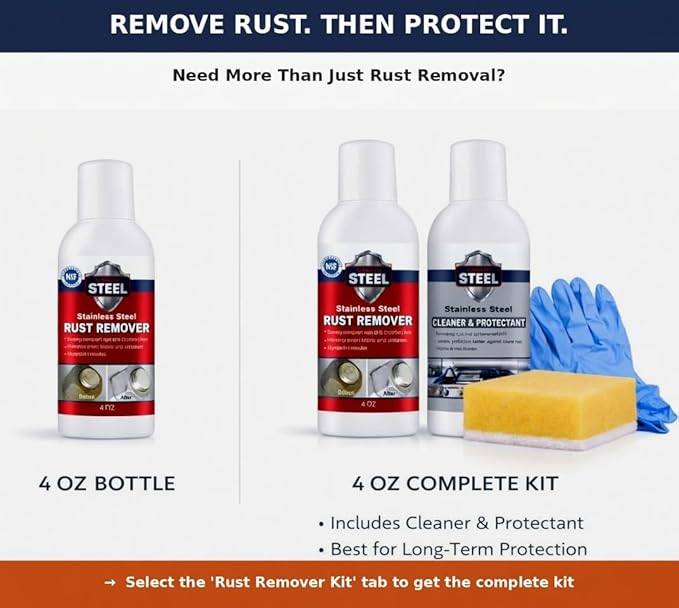 CLEAN MY STEEL Stainless Steel Rust Stain Remover Eraser Cleaner for Fridge, Outdoor BBQ Grill, from Metal Sink and Appliances, NSF Certified, Food Area Safe, 4 oz