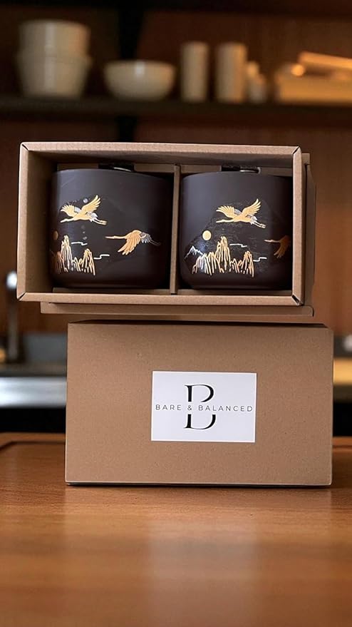 Bare & Balanced Ceramic Canister with Airtight Lid – Premium Kitchen Storage Jar | Crane & Mountain Design | Storage for Dry Goods | Gift-Ready Box