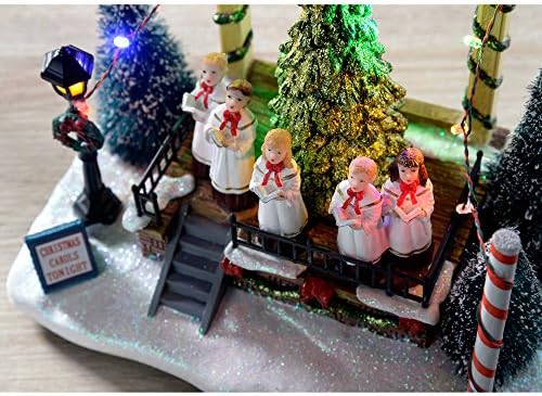 Musical Singing Choir with Rotating Tree Christmas Decoration, 21 cm - Multi-Colour