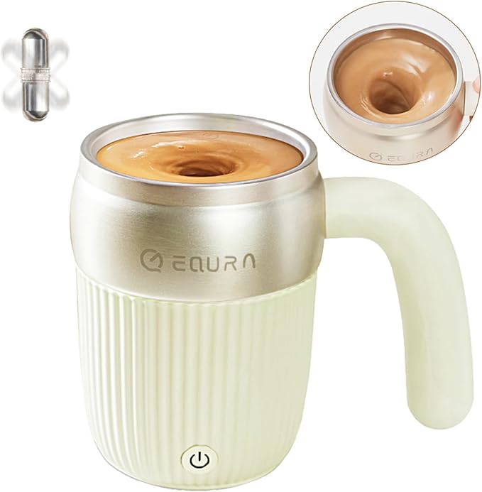 JOTER & LIBEAR Self Stirring Coffee Mug, Rechargeable Magnetic Stirring Cup, Electric Mixing Mug with Lid for Coffee/Milk/Cocoa and Other Beverages - 15 Oz (White) Christmas, Birthday Gifts