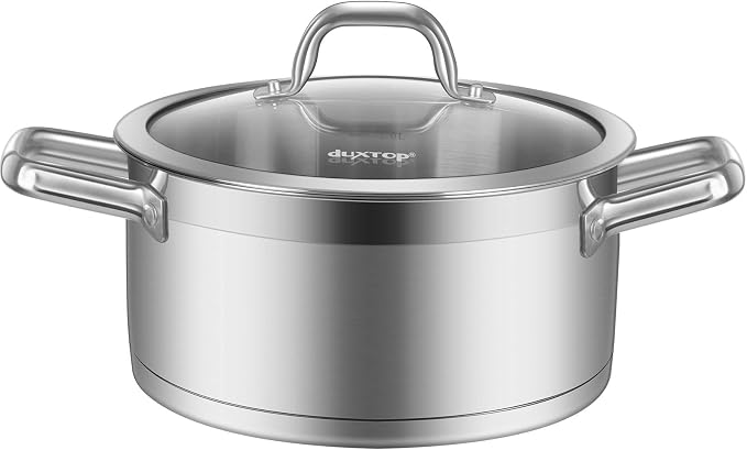 Duxtop Professional Stainless Steel Cookware Induction Ready Impact-bonded Technology (4.2Qt Stockpot) | Stockpot with Stay-Cool Handle, Impact-Bonded Base for Even Heating