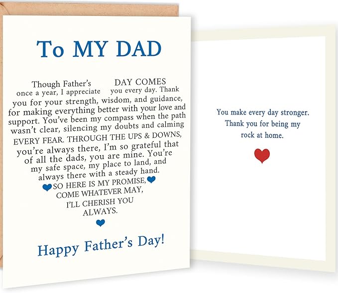 FANCYLUCKY Funny Fathers Day Card for Dad, Happy Father’s Day Card Gifts from Daughter Son, Heartfelt Love Card for Father