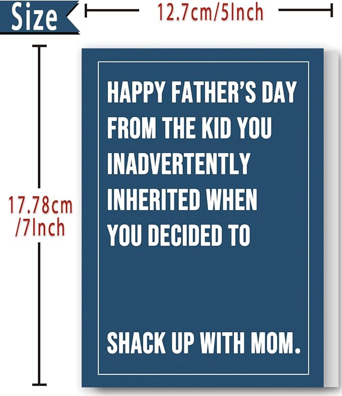 FANCYLUCKY Funny Step Dad Fathers Day Card Gifts from Step Son Daughter, Bonus Dad Fathers Day Cards, Humor Father's Day Card for Stepdad
