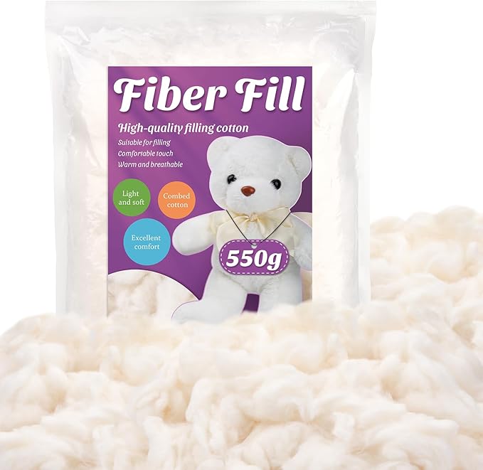 Kogyxe 19.4 oz/1.21 lb Cotton Stuffing, Natural Cotton Filling for Stuffed Animals, Stuffing for Crochet, Soft Pillow Stuffing for Crochet Animals, Cushions Stuffing DIY Crafts