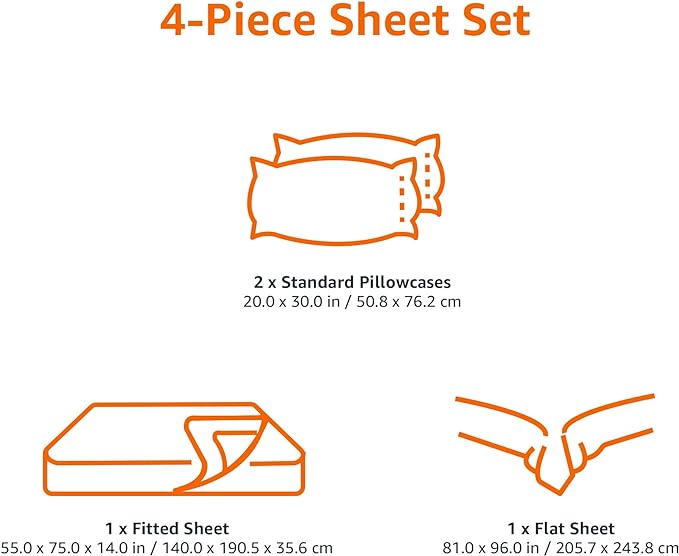 Amazon Basics Deluxe Breathable Wrinkle Resistant Brushed Microfiber Polyester Bed Sheets, 4-Piece, Full, Spa Blue Striped