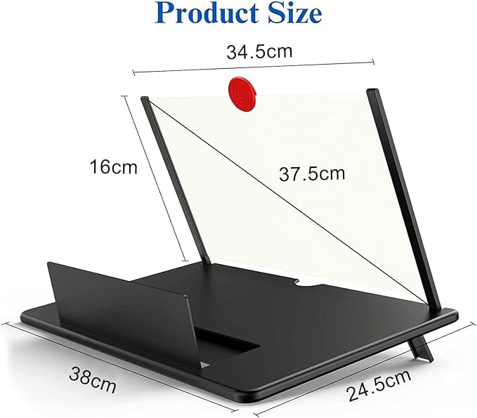 18" Screen Magnifier,3D HD Mobile Phone Magnifier Projector Screen Enlarger for Movies, Videos, and Gaming,Foldable Cell Phone Stand with Screen Amplifier,Gifts for Mom Dad (Black 18Inch)