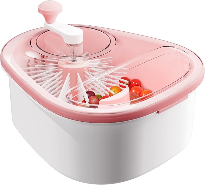 JOYMOOP Fruit Washer and Spinner with Brush, Large Cleaning Bowl for Fruits, Vegetables and Salad, Produce Scrubber