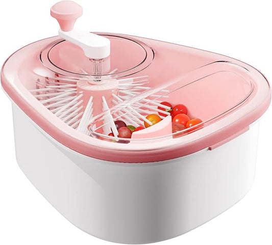 JOYMOOP Fruit Washer and Spinner with Brush, Large Cleaning Bowl for Fruits, Vegetables and Salad, Produce Scrubber