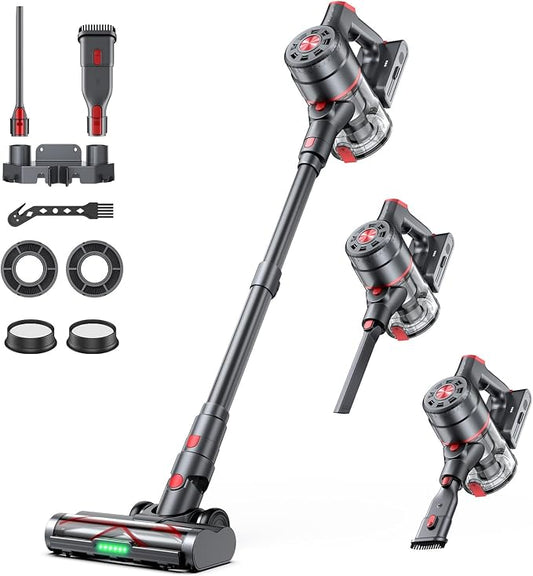Cordless Vacuum Cleaners - 580W 60KPA 60Mins Cordless Stick Vacuum with Self-Standing for Home/Pet Hair/Carpet/Hardwood Floor