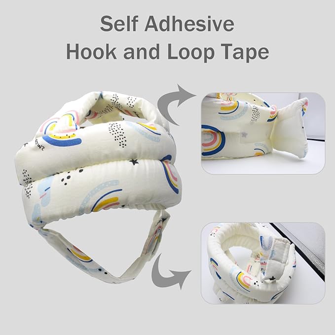 Baby Head Protector Baby Helmet for Crawling Walking, No Bumps Safety Head Adjustable Protective Cap for Walking, Playing (Rainbow)
