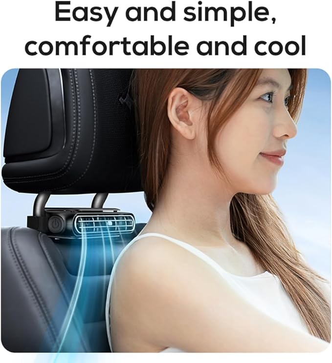 2-Pack Rechargeable Car Seat Fans – 3000mAh Battery Operated Clip-On Cooling Fans with 3 Speeds & Adjustable Angle – Quiet Portable Air Circulator for Kids, Pets, Camping & Travel