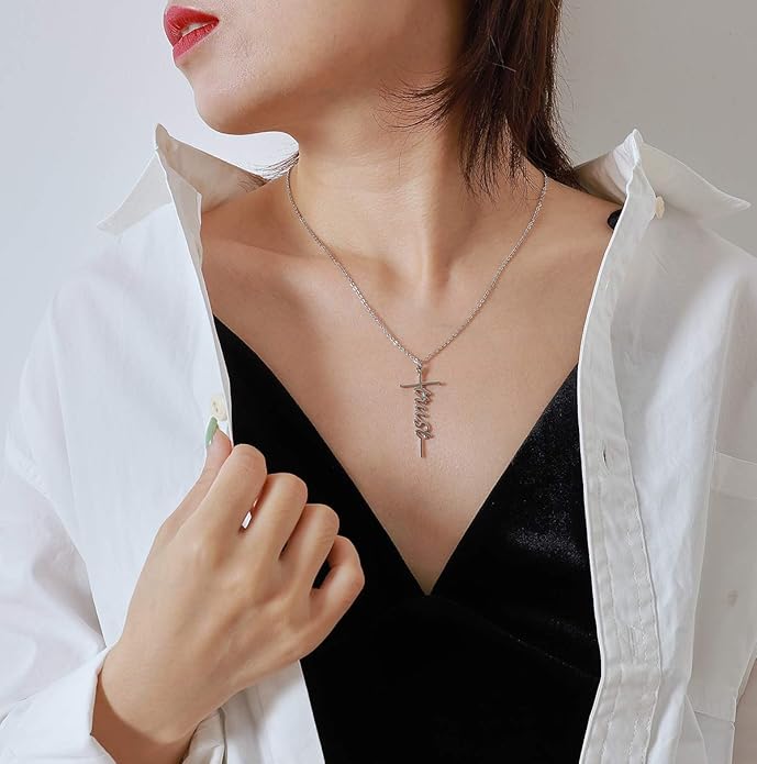 Lcherry Faith Cross Pendant Necklace for Women Religious Christian Jewelry Mother's Day Gifts for Women