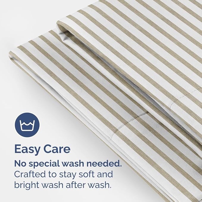 Body Pillowcases Set of 2-20x54 Long Body Pillow Case - Soft Body Pillow Cover for Sleeping & Side Sleepers - Comfy, Wrinkle & Fade Free - Machine Washable w/Envelope Enclosure Beige Stripes 2