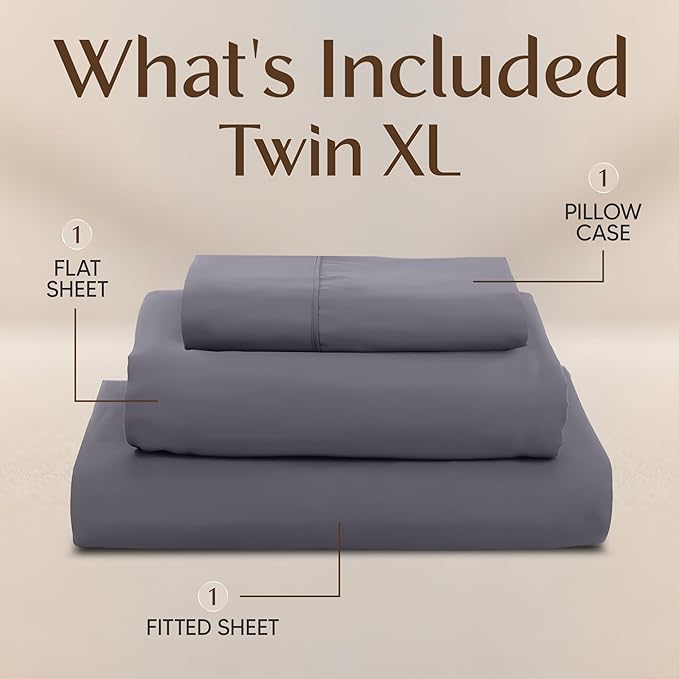 Utopia Bedding Twin XL Sheet Set – 3 Piece Bed Sheets for Twin XL Size Bed, Soft and Breathable Microfiber, Includes 1 Fitted Sheet, 1 Flat Sheet and 1 Pillowcase – Oeko Tex (Grey)