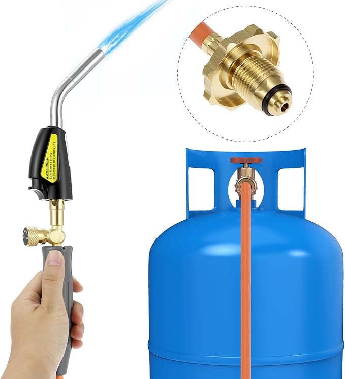 QWORK Welding Torch, Propane Torch Soldering Torch with 78.7 in Hose & Electric Ignition Button, Compatible with Type 1 Valve OPD Valve, for Melt Heating Brazing Plumber