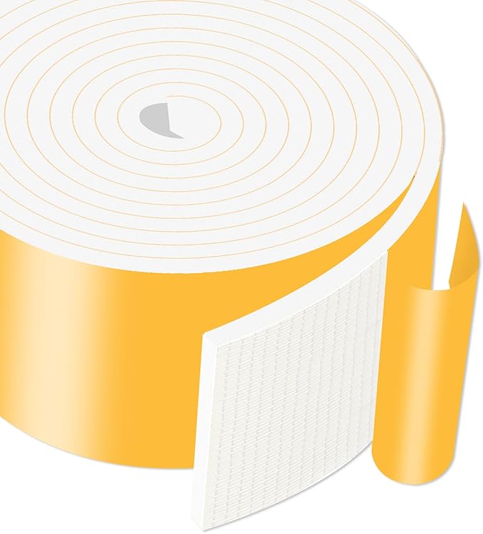 Weather Stripping,Weather Stripping Door Seal Stripping,High Density CR Foam,Door Seal Strip for Door Frame,Window Frame,Sliding Door (White,2 in x 1/4 in x 13Ft)
