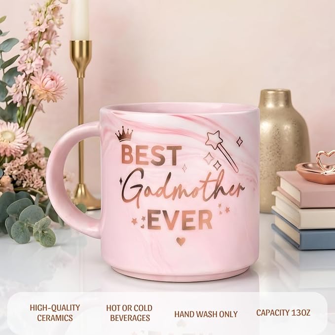 Godmother Mothers Day Gifts, Thoughtful Mothers Day Gifts for Godmother, Godmom Marble Mug 13oz, Ceramic Godmothers Gift for Godmothers Gift Proposal, Birthday, Christmas and Pregnancy Announcement