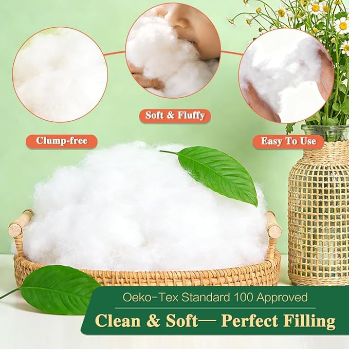Polyfill Stuffing 1.12lbs, Premium Polyester Fiber Pillow Stuffing for Crochet Toys, Cushion, Couch, Stuffed Animals, Crafts, Cloud Decor, Machine Washable