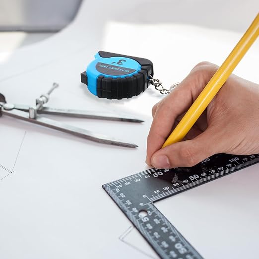 Kanayu Mini Tape Measure Keychains 3 ft Small Retractable Measuring Tape Bulk with Lock Steel Easy Read Pocket for Birthday Party Favors Daily Use(3 ft,Blue,50)