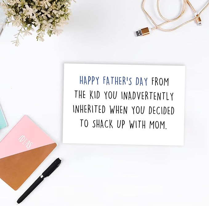 Funny Father's Day Card for Step Dad, Unique Step Dad Father Day Gifts Card from Daughter, Happy Father's Day Step Dad from Wife
