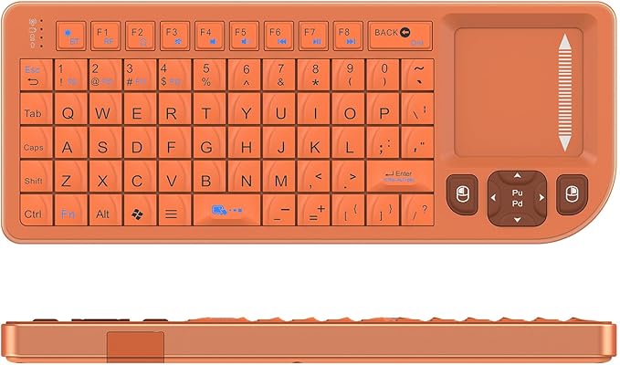 Mini Bluetooth Keyboard with Touchpad – Sturdy Aluminum Frame, Rechargeable & Portable – Seamless Connectivity for iPad, Mac, PC – The Perfect Companion for Smart Home, IT Tech & Field Service-Orange