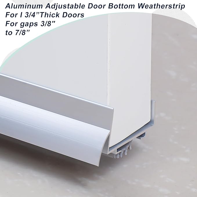 MorningRo 1 Pcs 1-3/4" x 36" U Shaped Aluminum Door Sweep for Bottom of Door with Drip Cap Screw-on Metal Weather Stripping Seal Draft Stopper Threshold for Exterior Front Doors (Silver)