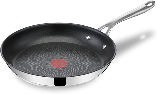 T-Fal x Jamie Oliver Nonstick Coated Stainless Steel Pan 11-Inch, Induction Compatible, Oven Safe up to 500°F, Chef's Stainless Steel Skillet, Frying Pan, Silver