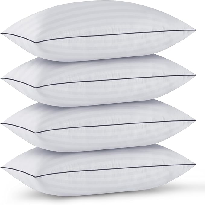 GOHOME Pillows Standard Size Set of 4 - Bed Pillows for Sleeping 4 Pack, Cooling Supportive Hotel Pillows with Premium Soft Down Alternative Fill for Side Stomach and Back Sleepers