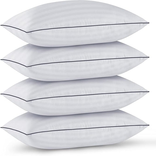 GOHOME Pillows Standard Size Set of 4 - Bed Pillows for Sleeping 4 Pack, Cooling Supportive Hotel Pillows with Premium Soft Down Alternative Fill for Side Stomach and Back Sleepers