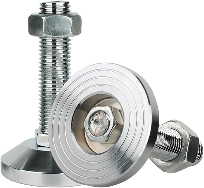 Heavy Duty Leveler Leg, Machine Leveling feet3.15 Dia. Base, Leg Leveler M24Thread, 6600 Lb Capacity,Capacity for Workbench, Machine, Cabinet (D80xM24x100,2 Pack,Silvery)