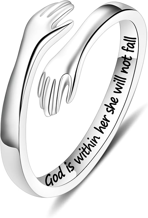 Yesteel Mothers Day Gifts - S925 Sterling Silver Hug Ring for Women Teen Girls, Adjustable Ring Jewelry Mothers Day Birthday Gifts for Daughters Mom Sister Wife Friends Grandma
