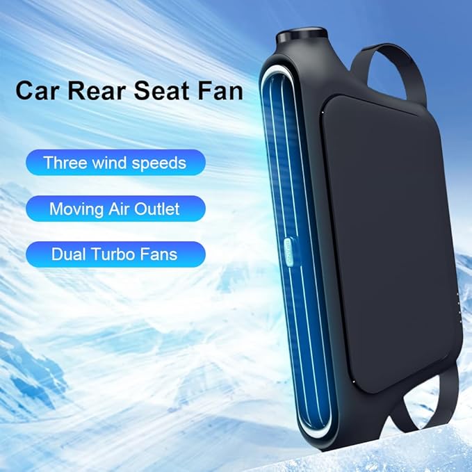 2-Pack Rechargeable Car Seat Fans – 3000mAh Battery Operated Clip-On Cooling Fans with 3 Speeds & Adjustable Angle – Quiet Portable Air Circulator for Kids, Pets, Camping & Travel