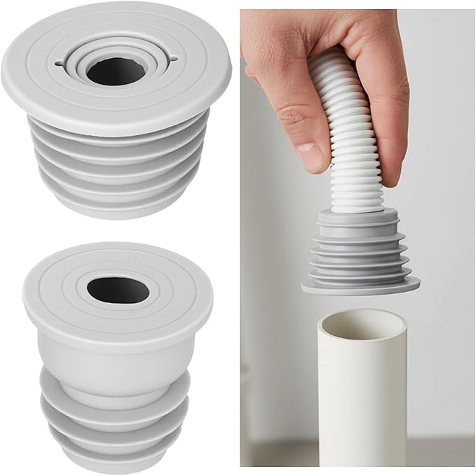 Gjinxi 2 Pcs Washing Machine Drain Hose Seal, Pipe Cover Plug Hose Adapter Drain Pipe Seal Plug Drain Sewer Silicone Sealing Stopper Cover Cap for Laundry Room Bathroom Kitchen