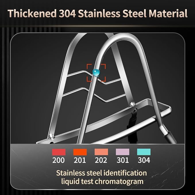 Cutting Board Rack Holder Stand - 304 Stainless Steel Chopping Board Organizer, Pan Rack with Stable Triangle Design, Stainless Steel Cutting Board Hold for Countertop Space Saving