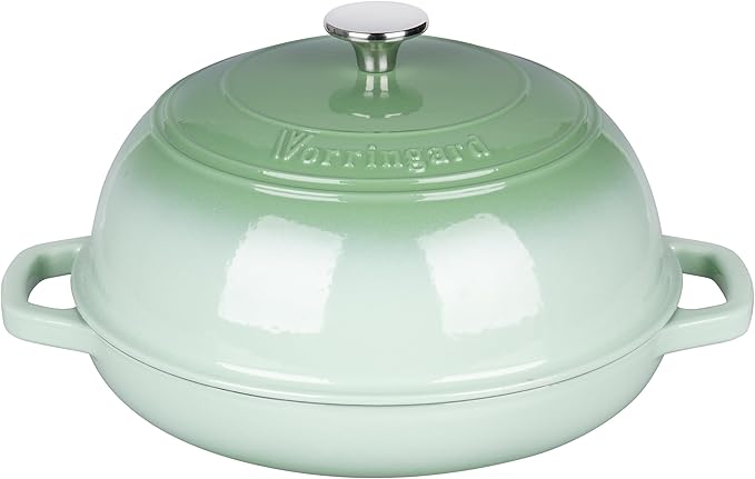 VORRINGARD Enameled Cast Iron Dutch Oven Pot with Lid, Bread Oven for Sourdough Bread Baking, Dutch Ovens with Bread Proofing Basket& Baking Supplies Set, 6 Quart, Green