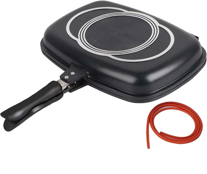 Non Stick Frying Pan Double Sided Barbecue Cooking Tool Stove Anti Scalding Handle