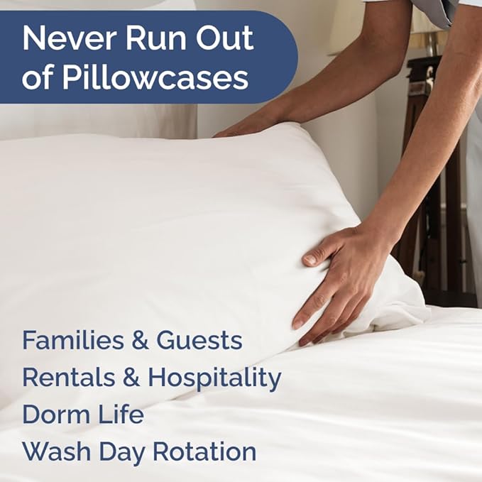Standard Pillow Cases Set of 8 - Ultra Soft Hotel Quality Pillowcase Covers - Comfy & Wrinkle Free - Shrink, Stain and Fade Resistant - Machine Washable Pillow Protectors - 8 Piece Set - Antique White