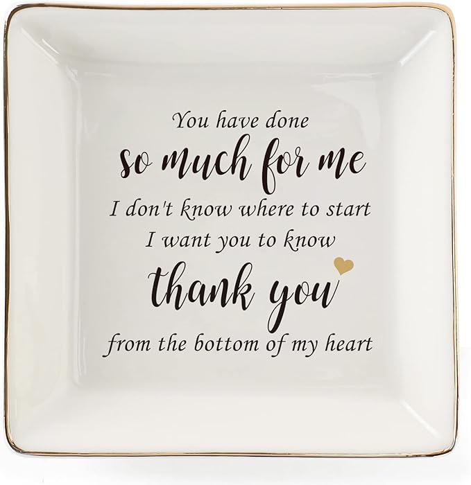 HOME SMILE Thank You Gifts for Women-Ceramic Ring Dish Jewelry Tray-Appreciation,Birthday,Friendship Presents for Friends-Thankful Gifts for Coworker, Mom,Teacher