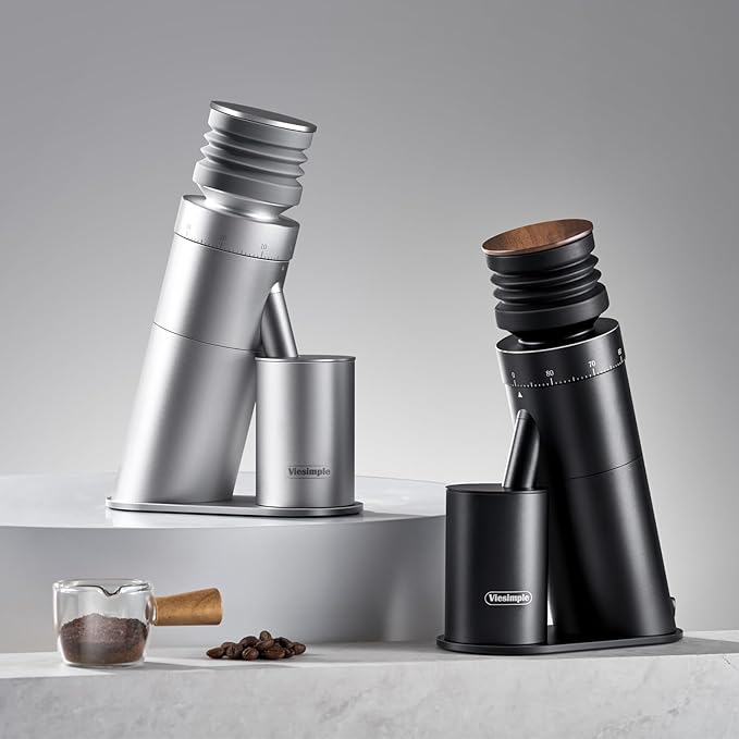 Coffee Grinder, Viesimple Gen 4, Single Dose Burr Coffee Grinders with Magnetic Dosing Cup, Electric Coffee Bean Grinder with Anti-Static Design, Espresso Grinder Compact & Quiet for Home Use Silver