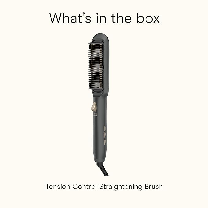 Infiniti PRO CONAIR Tension Control Straightening Brush, Heated Hair Straightener Brush with Tension Control Holds Hair in Place, Ionic Technology Adds Shine and Reduces Frizz, Gray
