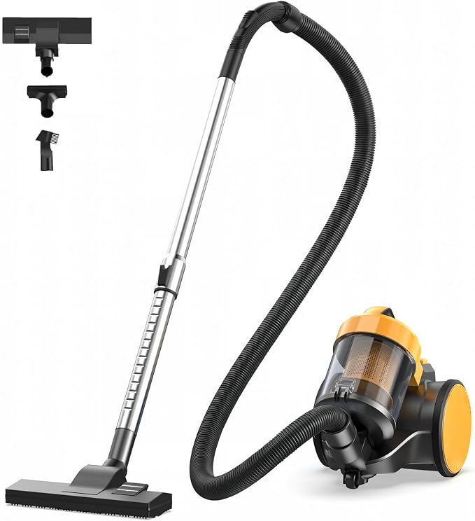 NEWBULIG Canister Vacuum Cleaners for Home, Strong Suction Bagless Vacuum Cleaner, 850W 16Kpa for Hard Floor and Carpet, Retractable Cord,1.8L Large Dust Cup