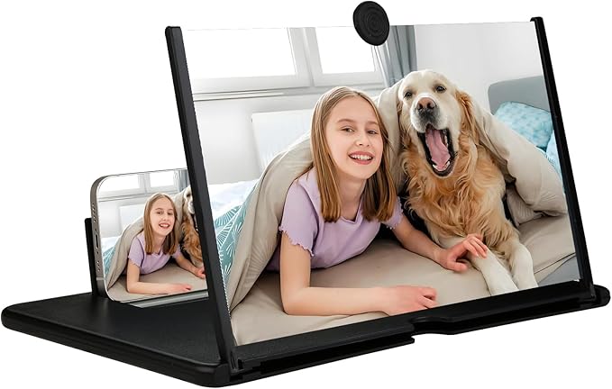 Phone Screen Magnifier, 3D HD Screen Amplifier Fresnel Lens Eye Protection, Foldable Pull-Out Screen for Movies & Online Learning, Universal Projector Screen Enlarger for All Smartphones