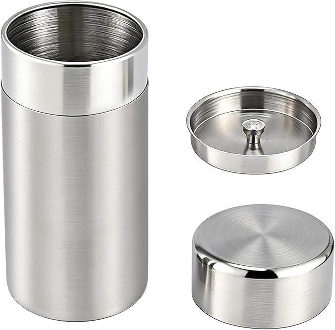 Stainless Steel Tea Canister, 550ml Double Seal Tea Tin Canister Airtight Canister Storage Container with Double Lids, for Tea Coffee Sugar Seasoning Storage
