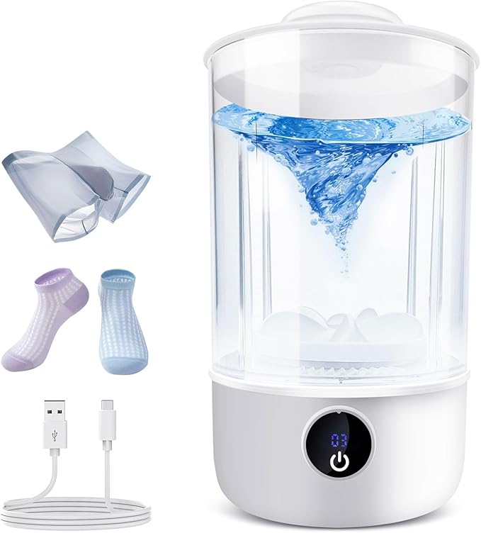 Portable Mini Washing Machine | Compact Deep Cleans Underwear, Baby Clothes, Small Laundry | Lightweight for Apartment, Dorm, Hotel, Travel & Camping | Quiet Energy-Efficient (MR201-US-White)