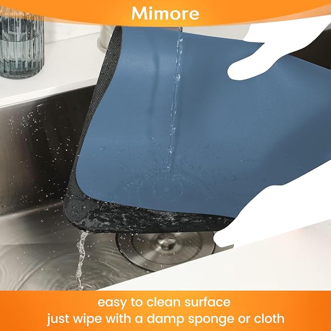 Mimore Coffee Mat - 12x19 Inch Blue Bar Mat for Countertop - Absorbent, Hides Stains, Rubber Backed - Dish Drying Mat Fits Under Coffee Maker, Espresso Machine