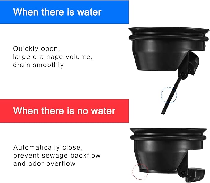 uxcell Floor Drain Anti-Odor Core, Plastic Shower Floor Drain Backflow Preventer Hair Catcher for Kitchen Bathroom Balcony, Black 2Pcs