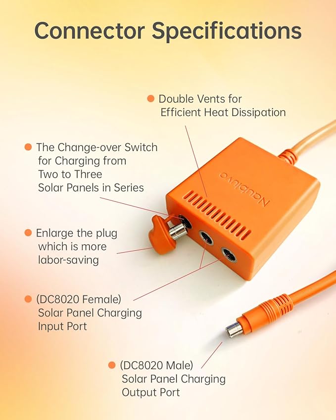 Solar Panel Connectors for Jackery Explorer Portable Power Station 3000 Pro / 2000 Plus/ 2000 V2/ 1000 Plus/ 1000 V2 and Solar Panel SolarSaga 200W/100W, for 2 or 3 Solar Panels Connection
